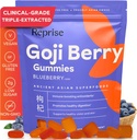 Reprise Goji Berry Superfood Gummies - All- Natural Antioxidant, fordøjelse, 240 mg Full- Potency, Low- Sugar, Vegan, 45 Blåbær Tyggegummi