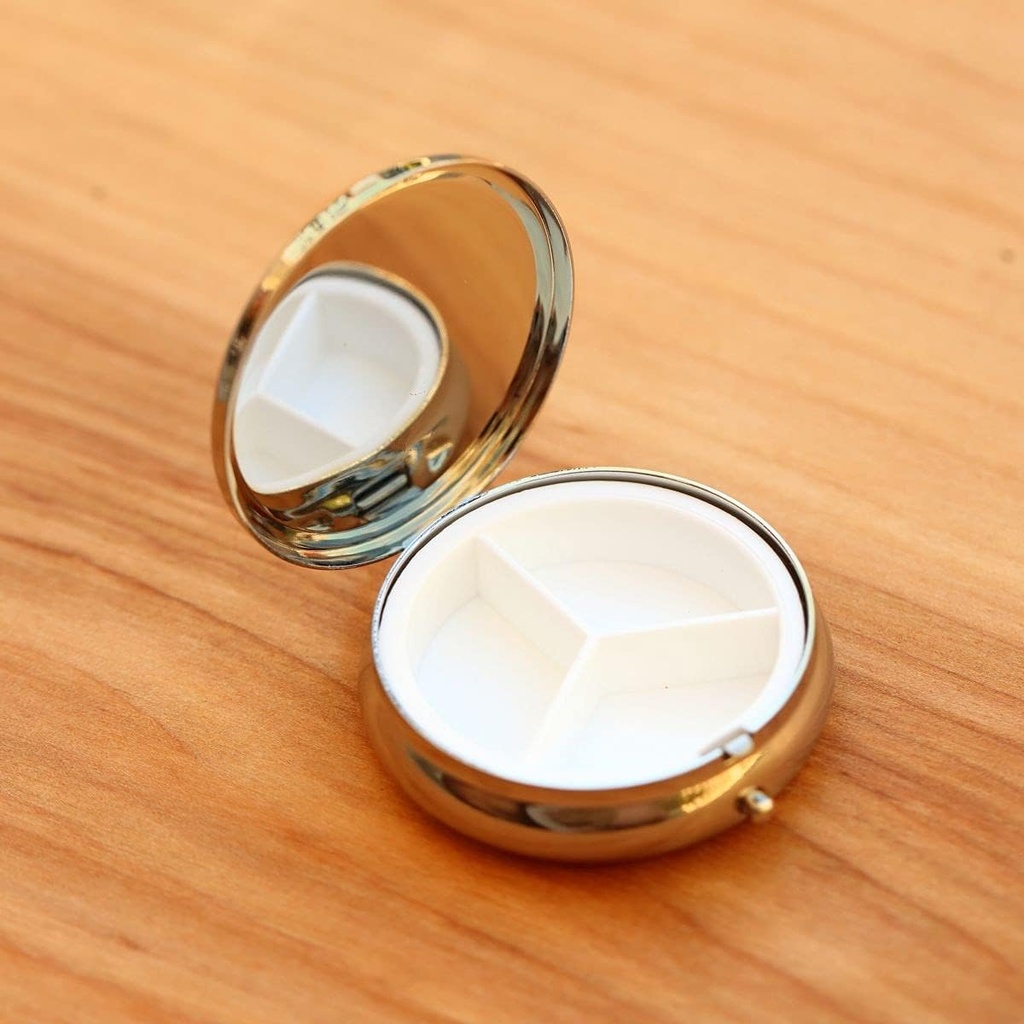 Cat and Moon Brass Round Pill Box