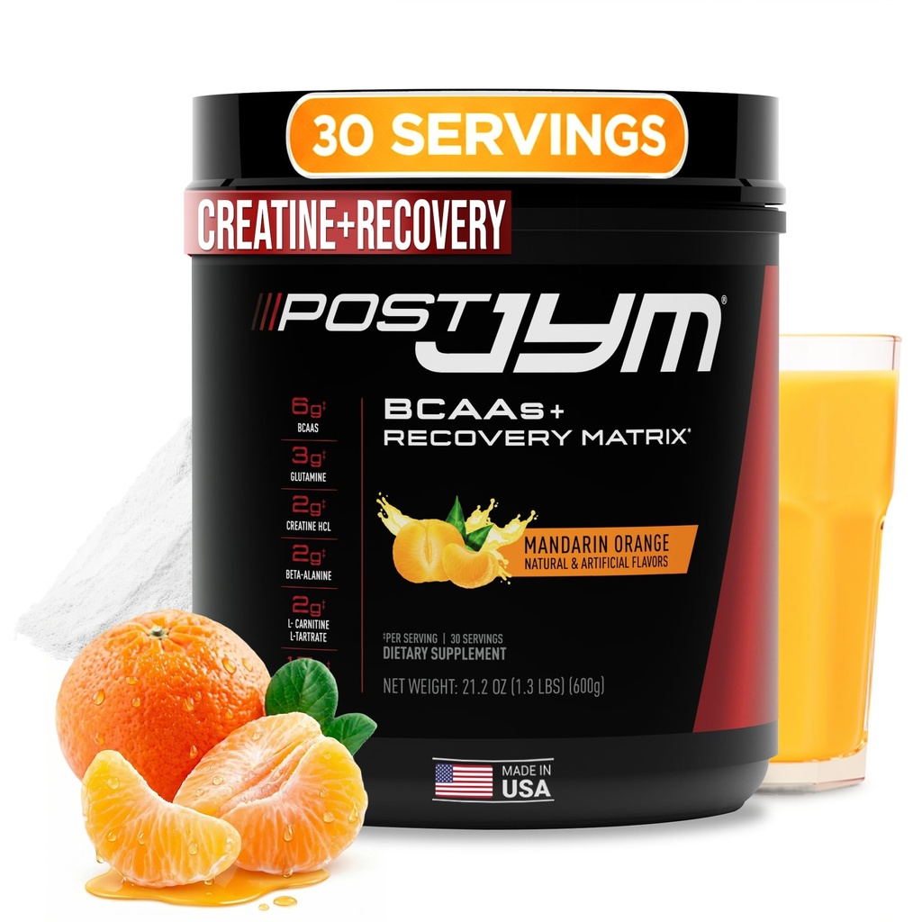 JYM Supplement Science Post JYM Aktiv Matrix Mandarin Orange Amino Inddrivelse Powder Pure Creatin HCL, BCAA 's, Glutamin, Carnitin, betain, Taurine for styrke, Reparation, Performance 30 Servere