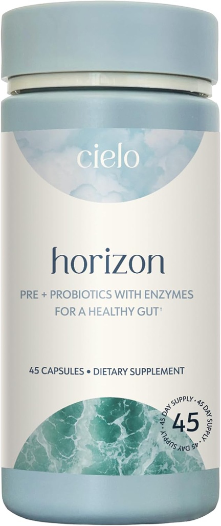 Cielo Daily Horizon Prebiotics - Probiotika til mænd og kvinder - Daily Probiotics 20 Millioner CFU for voksne Gut Health - Indeholder fordøjelsesenzymer Blend for fordøjelse af næringsstoffer (45 dages forsyning)