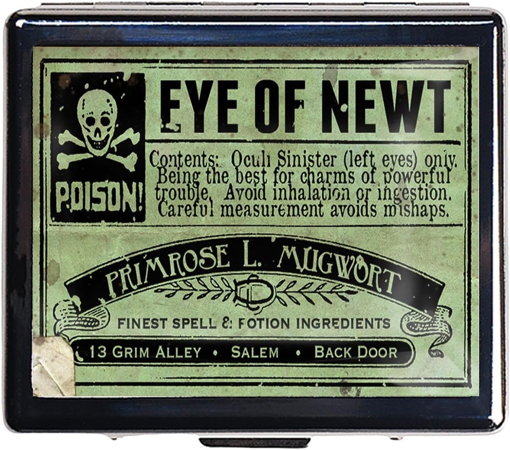 Sølv Vintage Pill Box 7 Dag Metal Pill Box med spejl og 8 Compartments Cute Travel Pill Organizer til Purse (Eye of Newt)