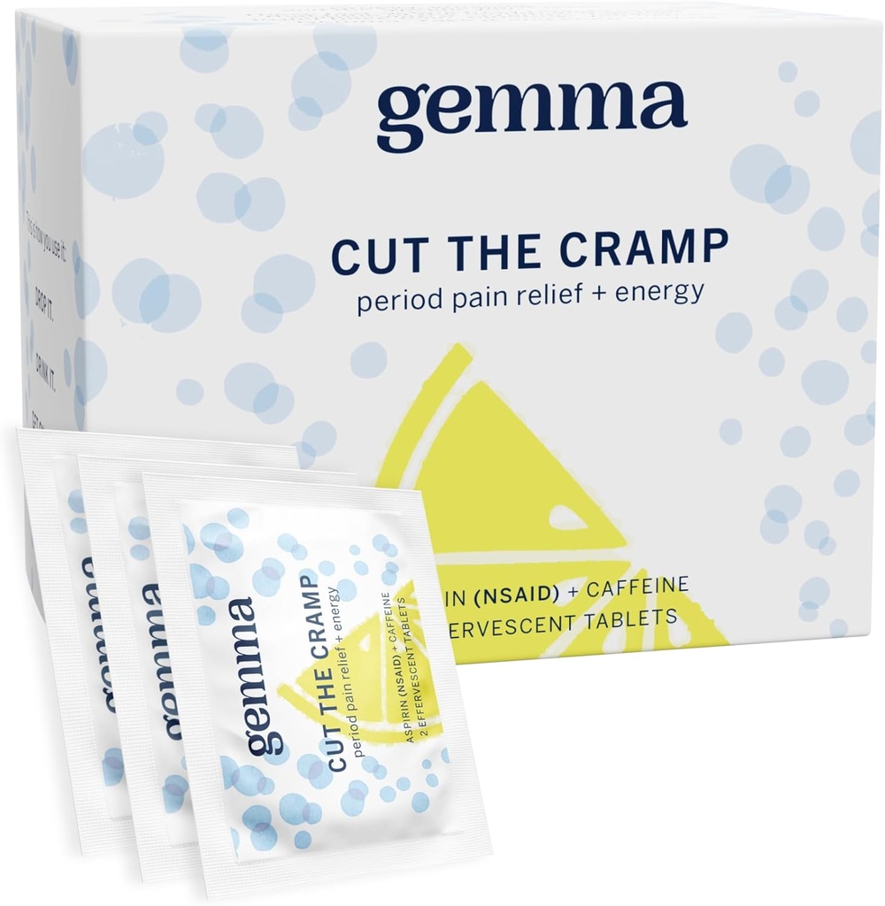 Gemma Cut krampe - hurtig menstruation krampe & periode smertestillende - Multi- symptomformel Treats menstruation kramper, træthed, bloating, hovedpine i 15 minutter