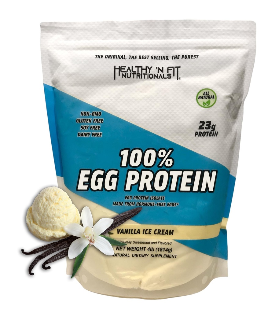 Sund 'N Fit 100% Egg Protein- Vanilla (4lb): 100% Egg White Protein Plus Natural Peptides.-naturligt sødet, Pure, Keto, Paleo Friendly