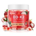 Vitamin D3 K2 Gummies w / Magnesium Sugar Free - 90 Count Name 124; D3 Vitamin 5000 IE + K2 (MK- 7) 100 mcg - Vegan K2 D3 Vitamin Supplement, stærkt Absorbent Supports Bone, Muscle, Mood & Immun (Lychee Flavor)