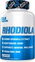 Urteadaptogen Rhodiola Rosea Capsules - 500 mg Rhodiola supplement til Focus Energy and Mood Support - EVL Calming Stress supplement med Brain Focus Vitaminer for voksne - 30 Veganske kapsler
