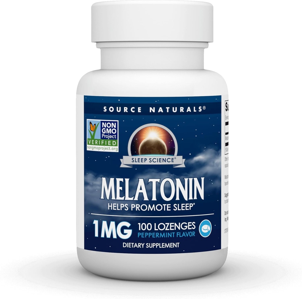 Source Naturals Melatonin, 1 mg - 100 Pebermynte Flavored Lozenges