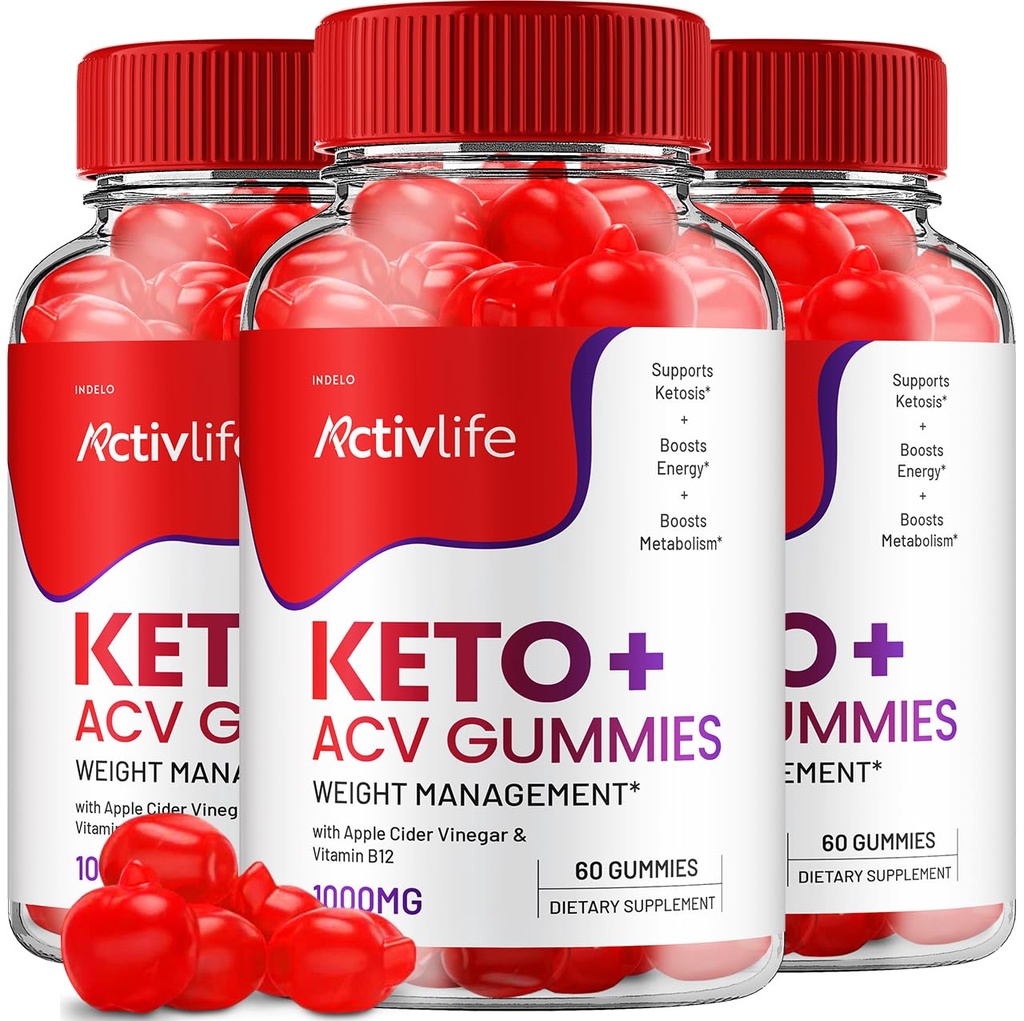 ActivLife Keto ACV Gummies - Active Life Keto Æble Cider Vinegummi Gummies, ActivLife Keto + ACV Weight Management Gummies ActiveLife Advanced 1000mg Formel (3 Pack - 180 Gummies)