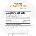 Vegansk vitamin D3 5000 IE tillæg - ren, høj potens D3 vitamin 5000 IE kosttilskud til immunforsvar & stærk Bones Support - 120 kapsler, giver en 2- måneders forsyning af VIT D3