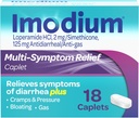 Imodium Multi- symptom Relief caplets, Loperamid Hydrochlorid & Simeticone Anti- Diarrheal Medicine for Relief of Diarré, Gas, Bloating, Cramp & Pressure, HSA / FSA Egnet, 18 ng