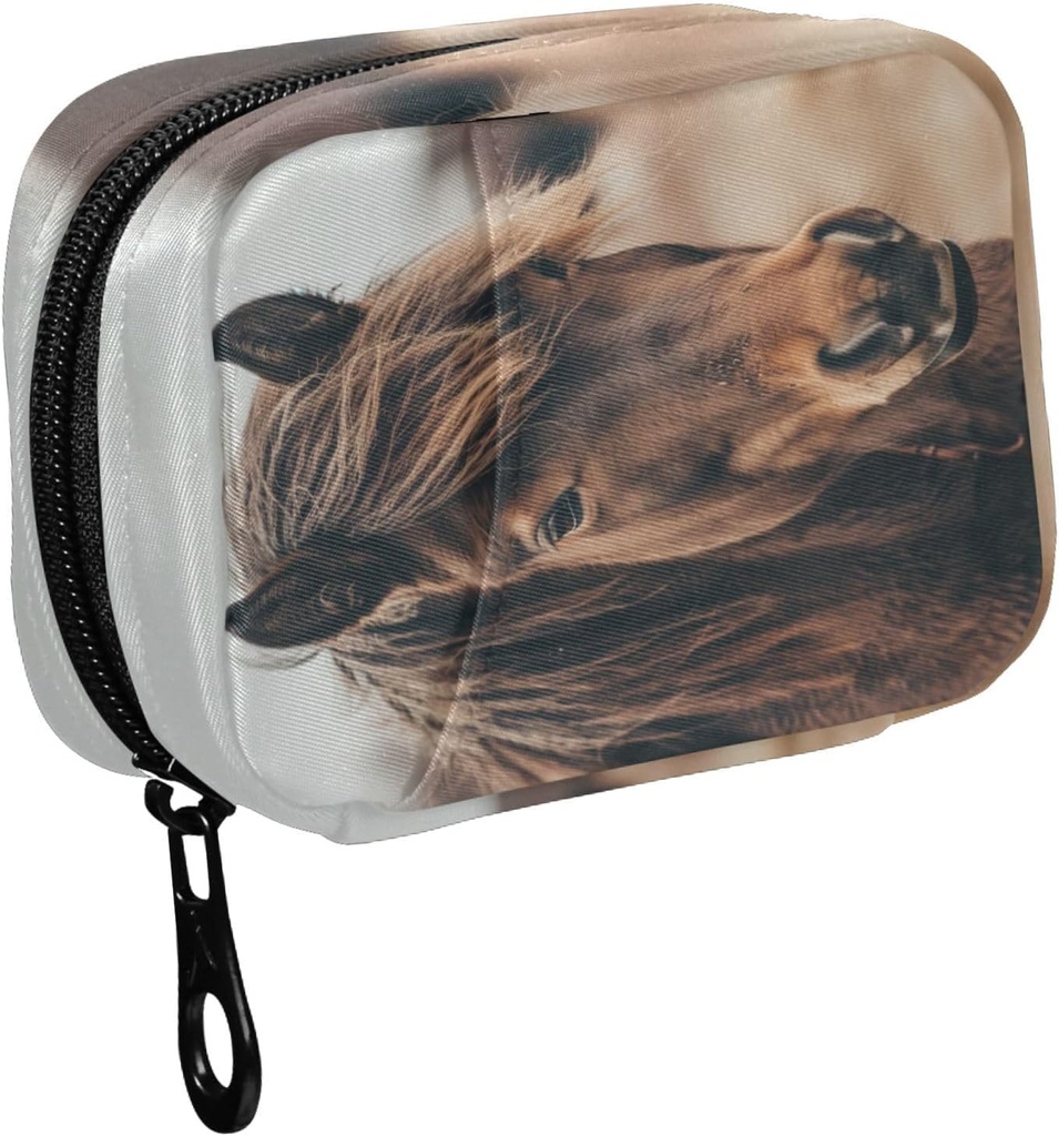 Fustylead Brown Mane Horse Close Up Pill Organizer sag med lynlås 2 gange en dag for vitamin og supplement, 7 dages rejse Organizer Medicin sag