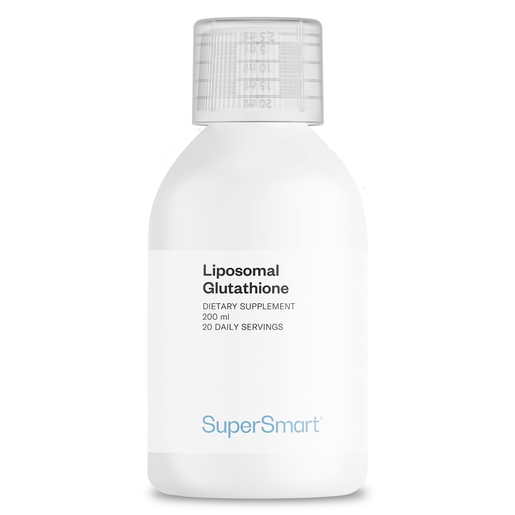 Supersmart - Liposomal Glutathione Liquid 900mg per Day (High Potency) - Highly Bioavailable Form of Glutathione - Enhanced Antioxidant with Vitamin C | Non-GMO & Gluten Free - 200ml - 20 Servings