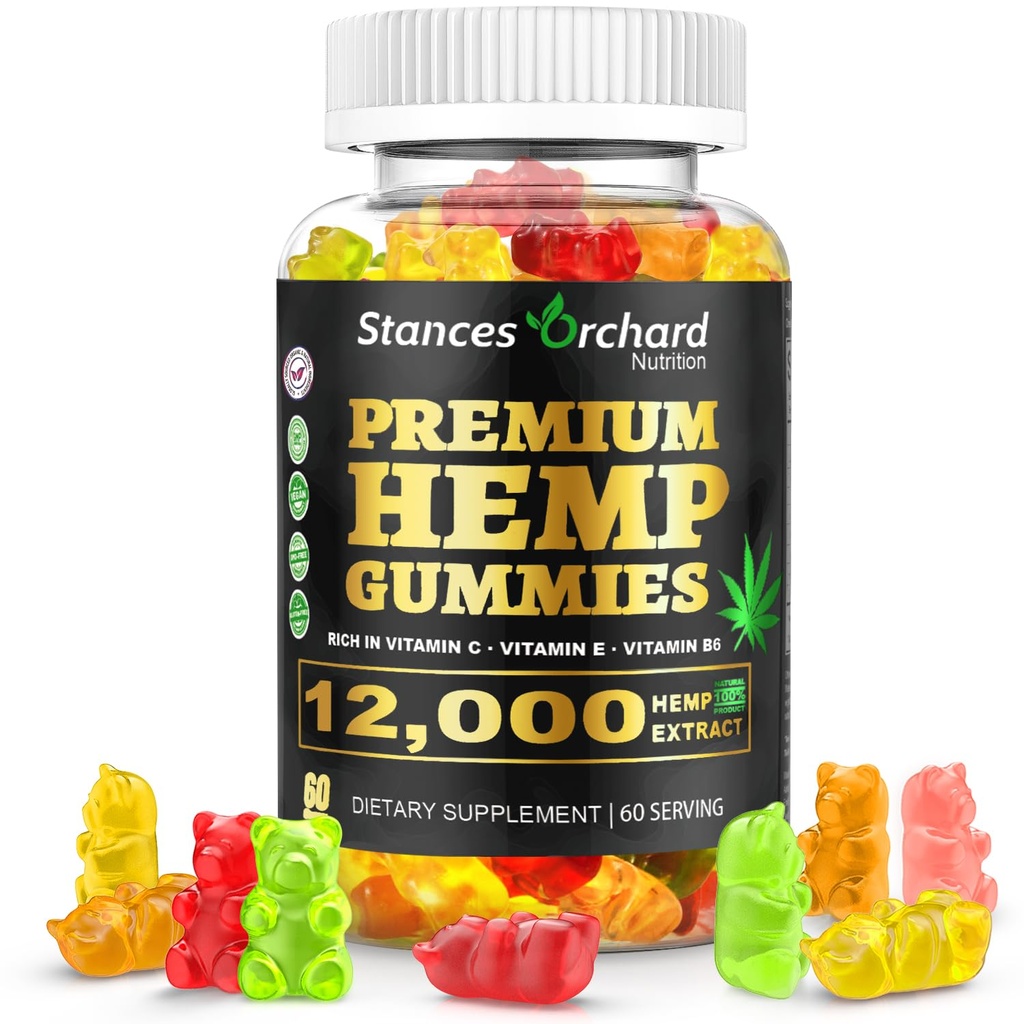 Hamp Gummies Advanced Extra Strength - High Potence Hamp Gummy for voksne Afslapning - Natural, Organic, Sugar Free, Vegan, Fruity Edibles - 60 Greve, 2-måned Supply