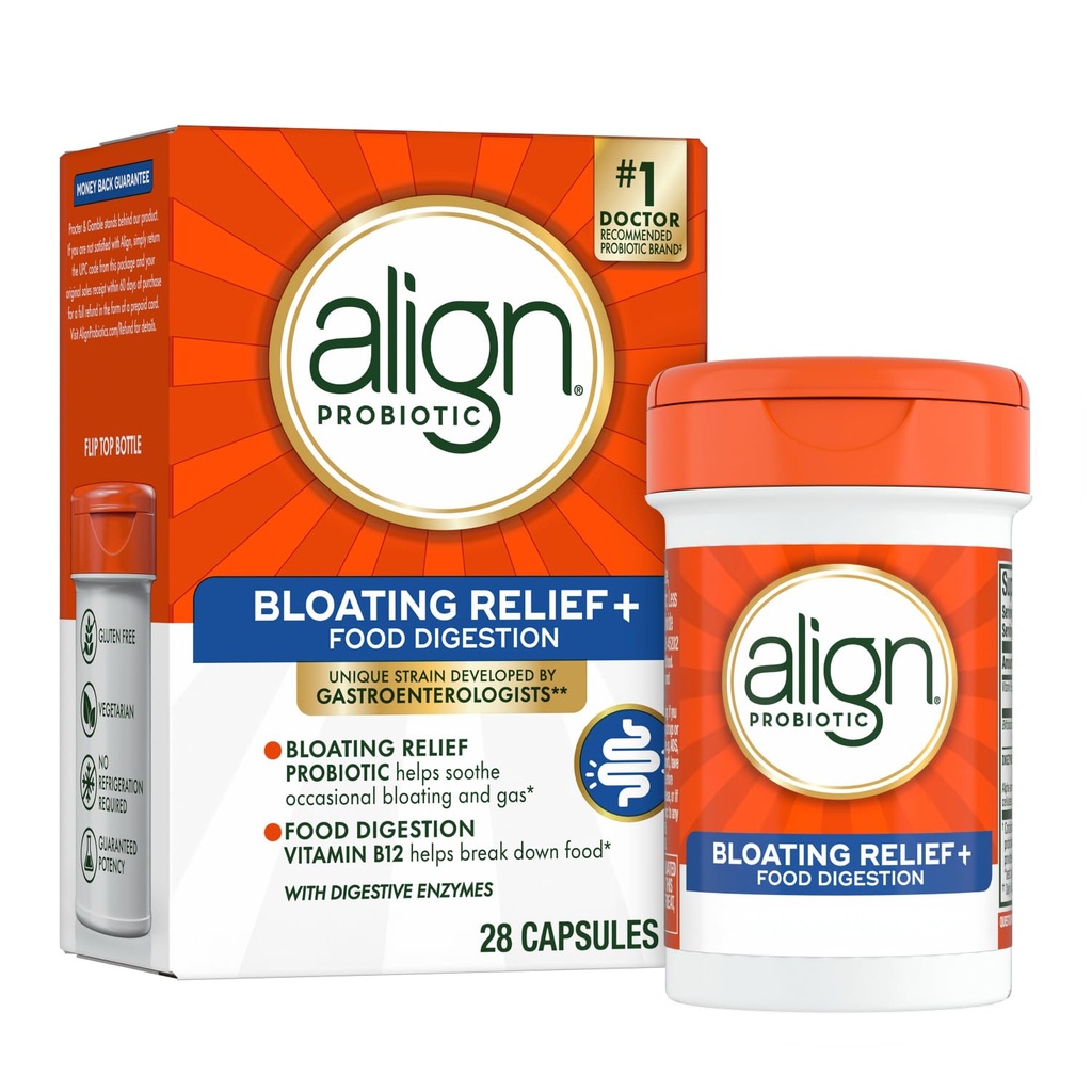 Justér Probiotisk Bloating Relief + mad fordøjelse, Probiotika til kvinder og mænd, # 1 Læge Anbefalet Brand ‡, fremmer fordøjelsessygdomme og hjælper med at understøtte stofskiftet af fødevarer *, 28 kapsler