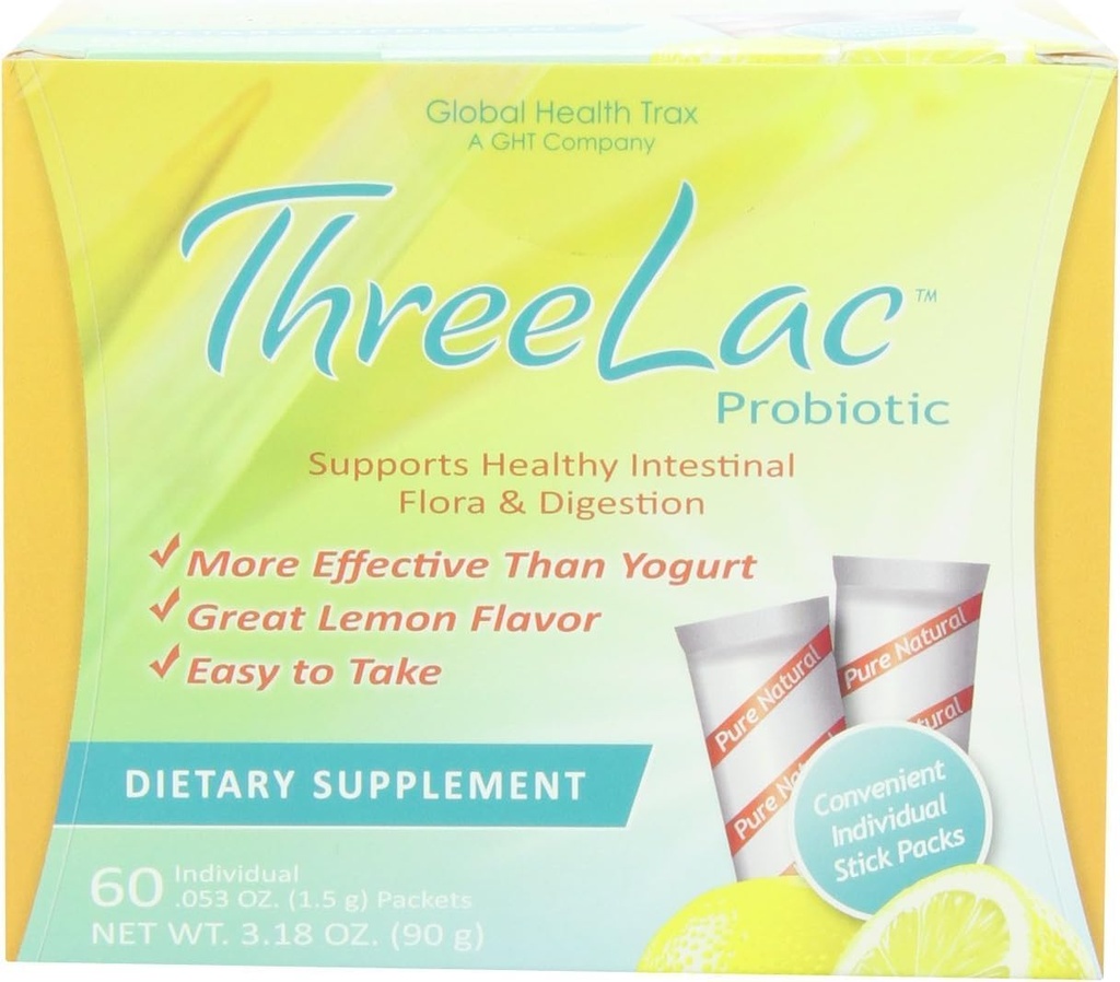 Global Health Trax Inc. - Threelac Original Natural Probiotic Candida Relief Formel 3Lac 60 Servering