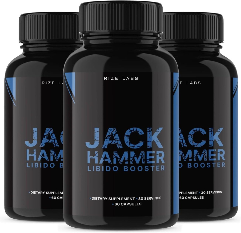 rize laboratorier - Jack Hammer Libido Booster supplement til mænd, kraftfuld Alle naturlige formel til at forbedre ydeevne (180 kapsler)