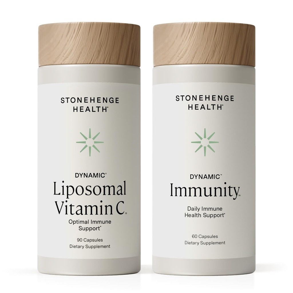 Stonehenge Health Dynamisk Liposomal C-vitamin + Dynamisk Immunitet Bundle Kosttilskud til støtte immunsystem, Collagen Syntese, og Brain Health