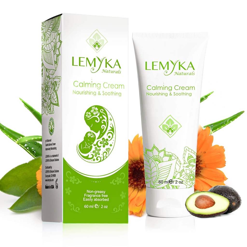 Naturlig Eksem Cream, Itch Relief for Atopic dermatitis, Lindrende & Intensivt fugtgivende, Tør krakket hudbalsam, Antiantch Salve, 10X Organic aloe vera, ceramider, LEMYKA, 2OZ