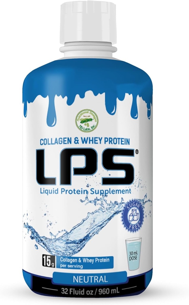 Ernæringsmæssige designs LPS flydende kollagen & whey protein supplement - sukker- fri ikke-GMO-drik - fremmer sund hud & hår til mænd og kvinder (Neutral)