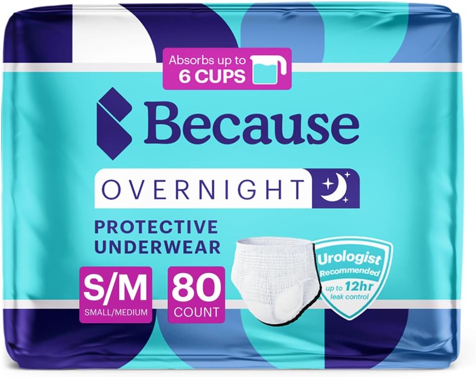 Fordi Overnatning Absorbency Pull Ups - Adult Disponibel Inkontinens Undertøj, Ekstra Absorbent Nattebrokker til mænd og kvinder, Hvid, Lille / Medium, 80 Greve (4 pakker af 20)
