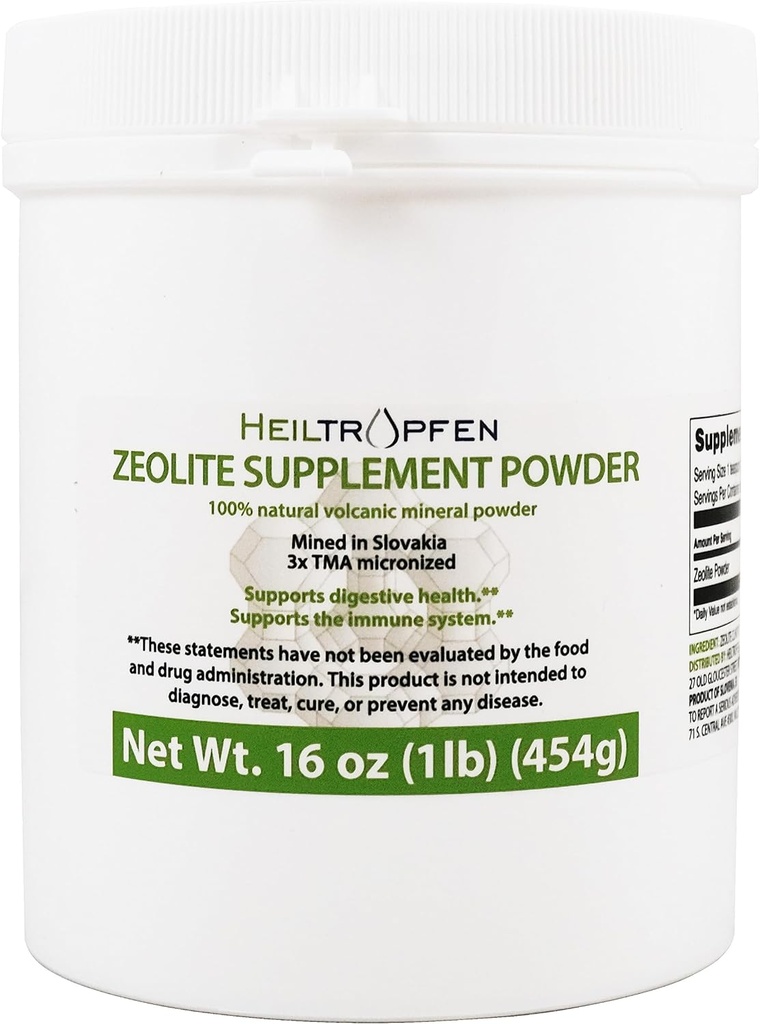 Heiltropfen Zeolite Powder | Dietary Supplement | 3X Activated | 1 lb - 454 g | Detox | Clinoptilolite 94%+-3 | Natural Mineral Dust | Ultra FINE Less-Than 2 µm