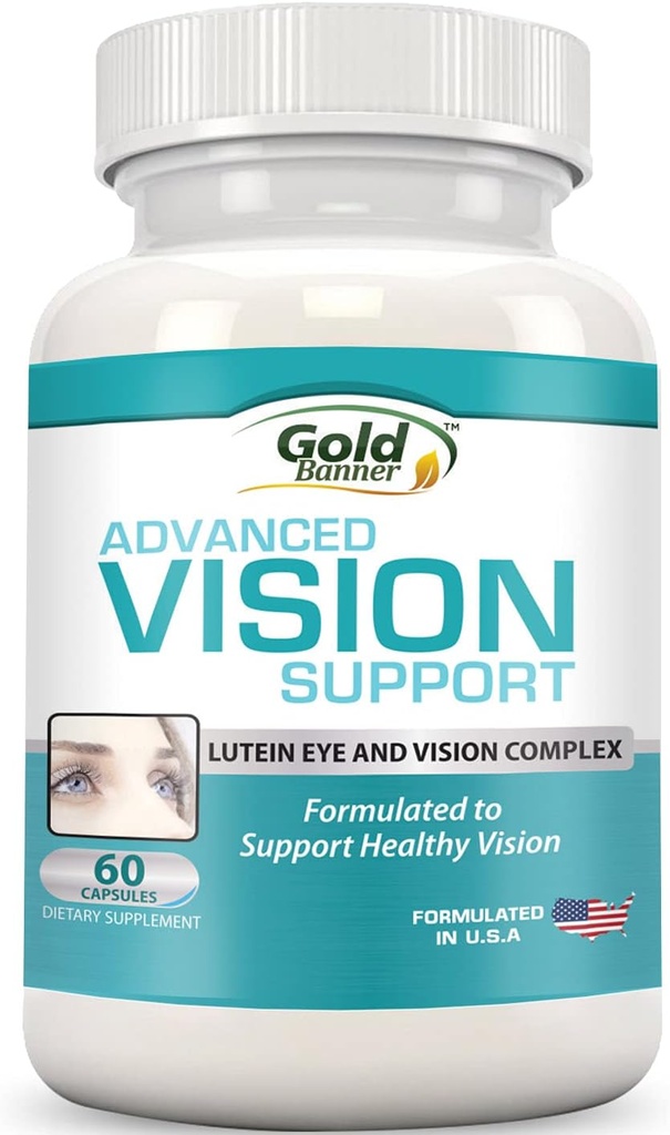 Advanced Vision Support - Lutein Eye & Vision Complex med Lutein, Bilberry, Zink, Grapeed & Essential Vitamin - Alle naturlige Retina kapsler til øje sundhed - Made in USA