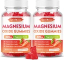 2 Pack Magnesium Oxide Gummies 400mg, Chewable Magnesium Oxide Supplement for voksne & børn, Nerve & Muscle Support, Non-GMO, Sugar- Free, Strawberry Flavor, 120 Greve