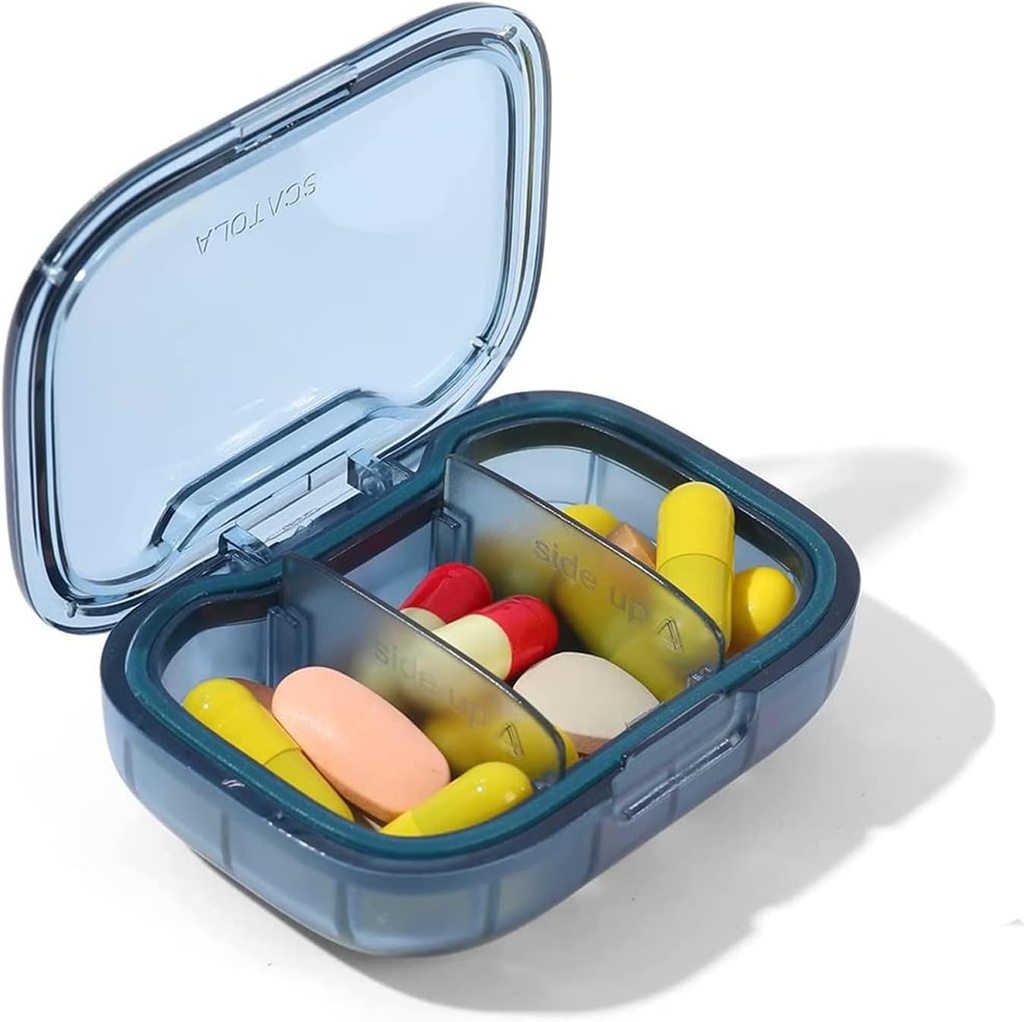 3 Segment Pill Box, Fugt Bevis Pill Case, Travel Pill Organizer for Pocket Purse, Daglig Portable Medicin Vitamin Box, Fisk Oil Box, Supplement Box