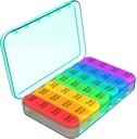 Daviky Pill Organizer 4 gange om dagen, Ugentlig Pill Box Travel Pill Case, Daily Medicine Organizer 7 dag, Stor Pill Container Holder til at holde vitaminer, piller, kosttilskud (Cyan)