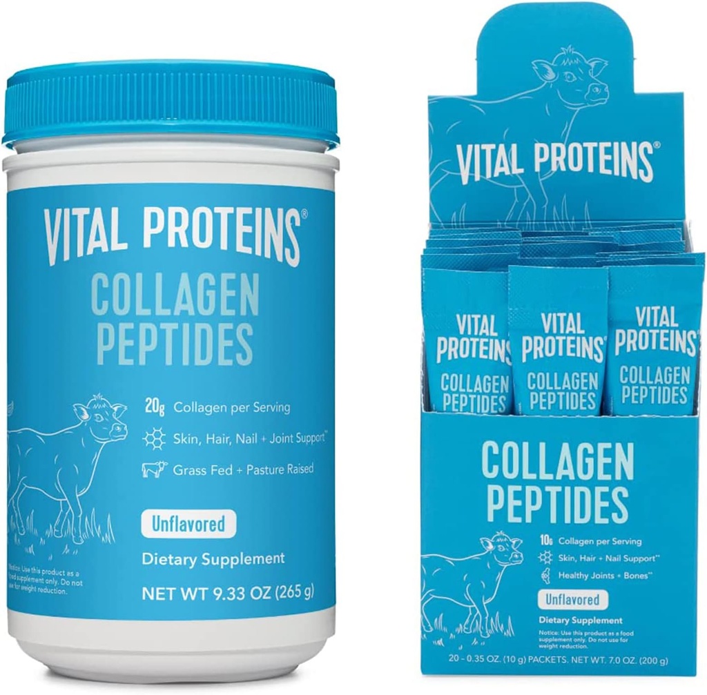 Vital Proteins Collagen Peptider Powder Unflavored 9.33 OZ + 20 Count Stick Pack