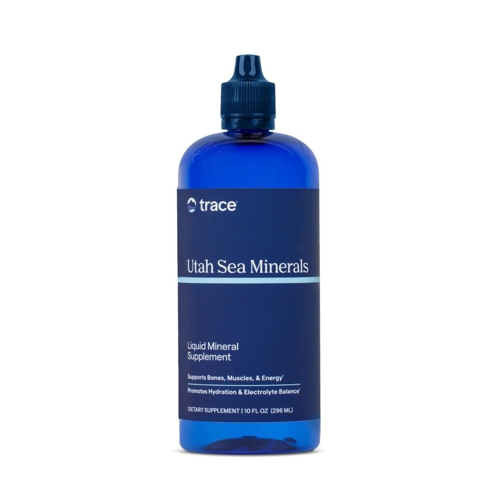 Trace Minerals Utah Sea Minerals - Liquid Nutritional Supplement med Sea Minerals - Energy Supplement med Ionic Trace Minerals, Magnesium & mere - Understøtter hjerte sundhed - 10 fl oz