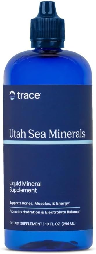 Trace Minerals Utah Sea Minerals - Liquid Nutritional Supplement med Sea Minerals - Energy Supplement med Ionic Trace Minerals, Magnesium & mere - Understøtter hjerte sundhed - 10 fl oz