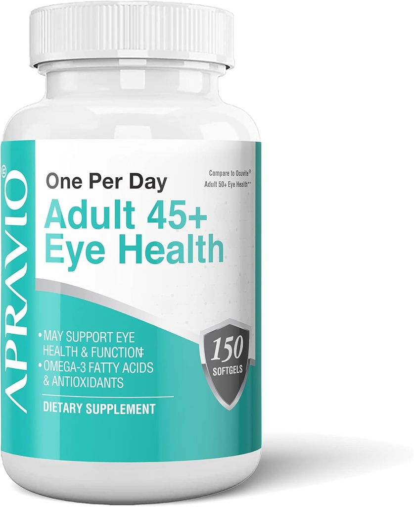 Voksen 45 + Eye Health Eye Vitaminer w / C-vitamin, E-vitamin, zink, kobber, & Omega-3 fedtsyrer til Vision Sundhed & Øjenbeskyttelse, 150 Softgels