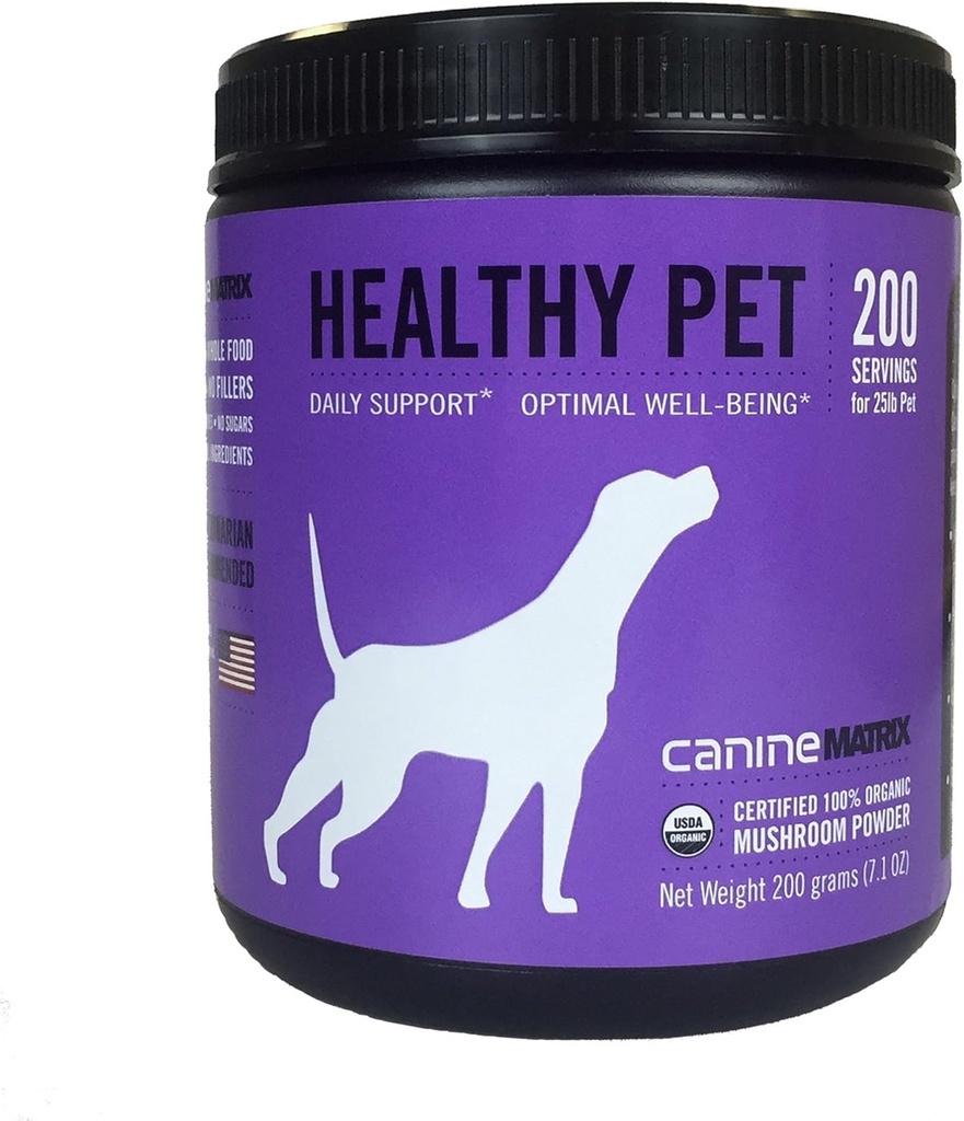 Mushroom Matrix Canine Organic Mushroom Supplement Sund Pet for Hunde, Daglig immunforsvar, 200 Bedste (Packaging May Vary)