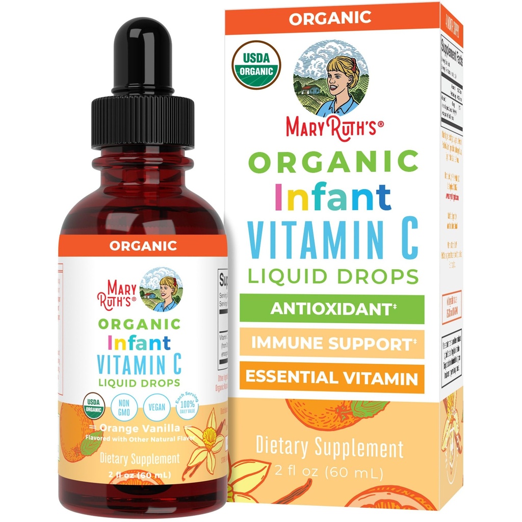 MARYRUTH'S Infant & Baby Vitamin C Supplement | USDA Organic Vitamin C Liquid Drops for Infants | Ages 6-12 Months | Immune Support | Overall Health | Vegan | Non-GMO | Gluten Free | 2 Fl Oz