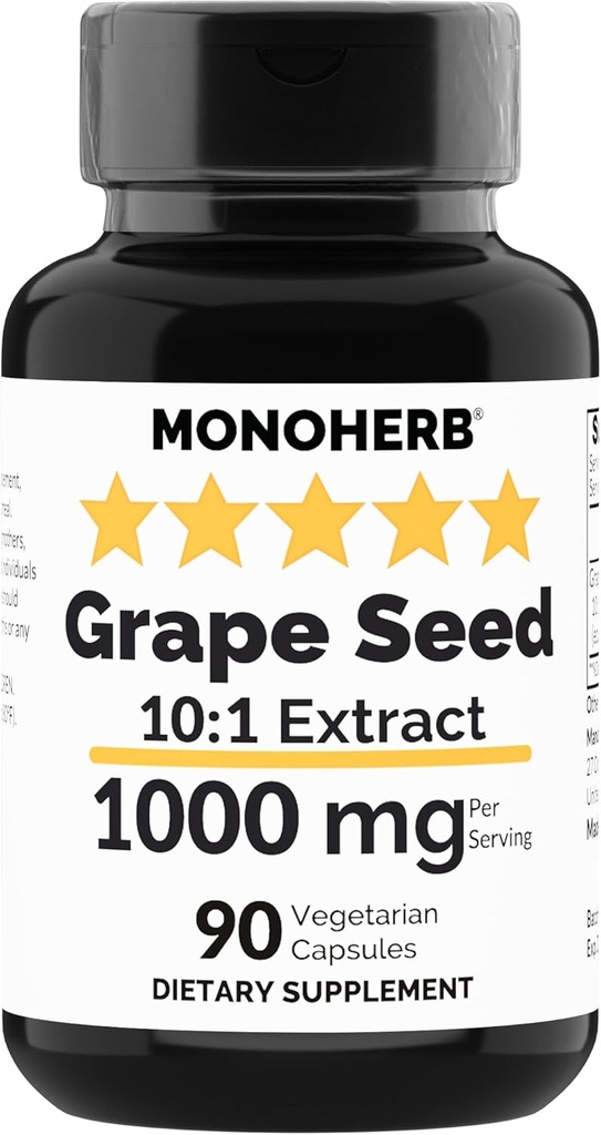MONOHERB Grape Seed Extract 1000 mg - 90 Vegetariske kapsler