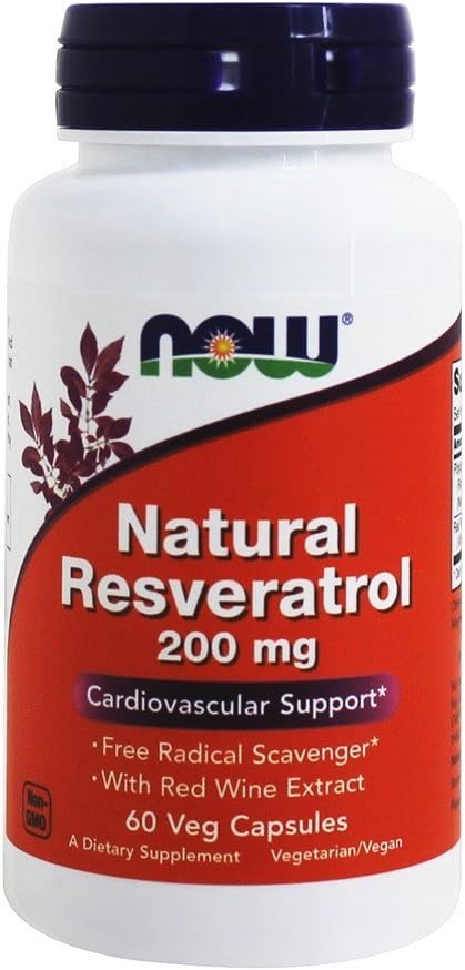 Naturlig Resveratrol, 200 Mg, 60 kapsler fra Now Foods