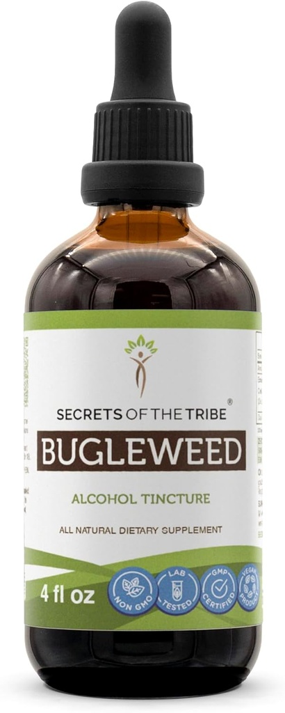 Secrets of the Tribe Bugleweed Alcohol Liquid Extract, Bugleweed (Lycopus Protecicus) Tørret Herb Tincture Supplement (4 FL OZ)