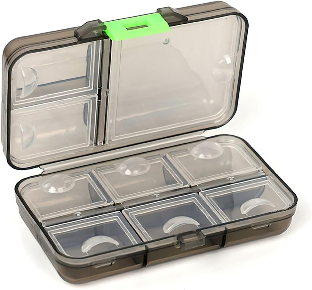 Pill Organizer, Bærbar Pill Dispenser, 9 rum Fugtighed- Proof Pill Box for Purse Vitaminer, Medicin, Fish Oil, Travel Pill Organizer (Grey)