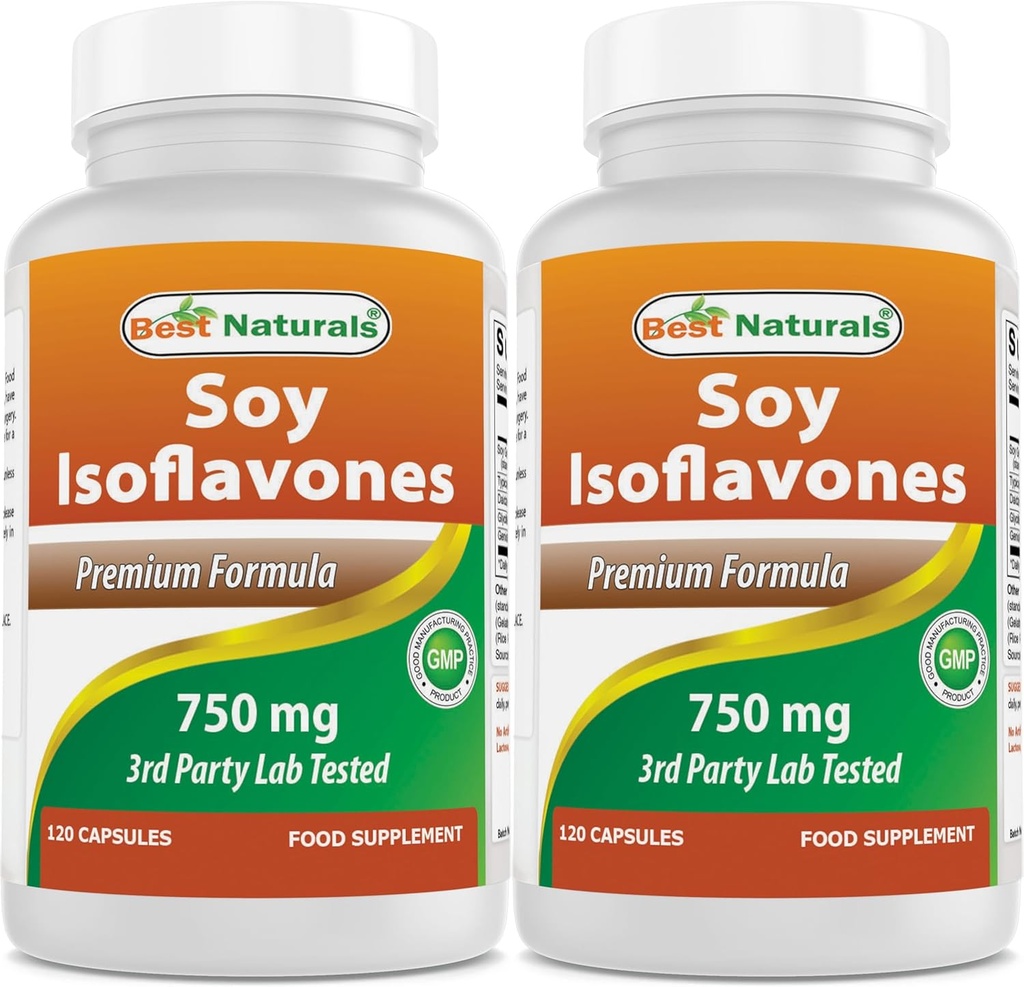 Bedste Naturals Soy Isoflavones 750 mg 120 kapsler (120 greve (pakke med 2))