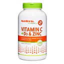 NutriBiotic - C-vitamin + vitamin D3 & Zink, 250 Kapsler; 124; Potent, Omfattende immunsupport124; Essential & Antioxidant Daily Supplement- 124; Gluten & GMO Free