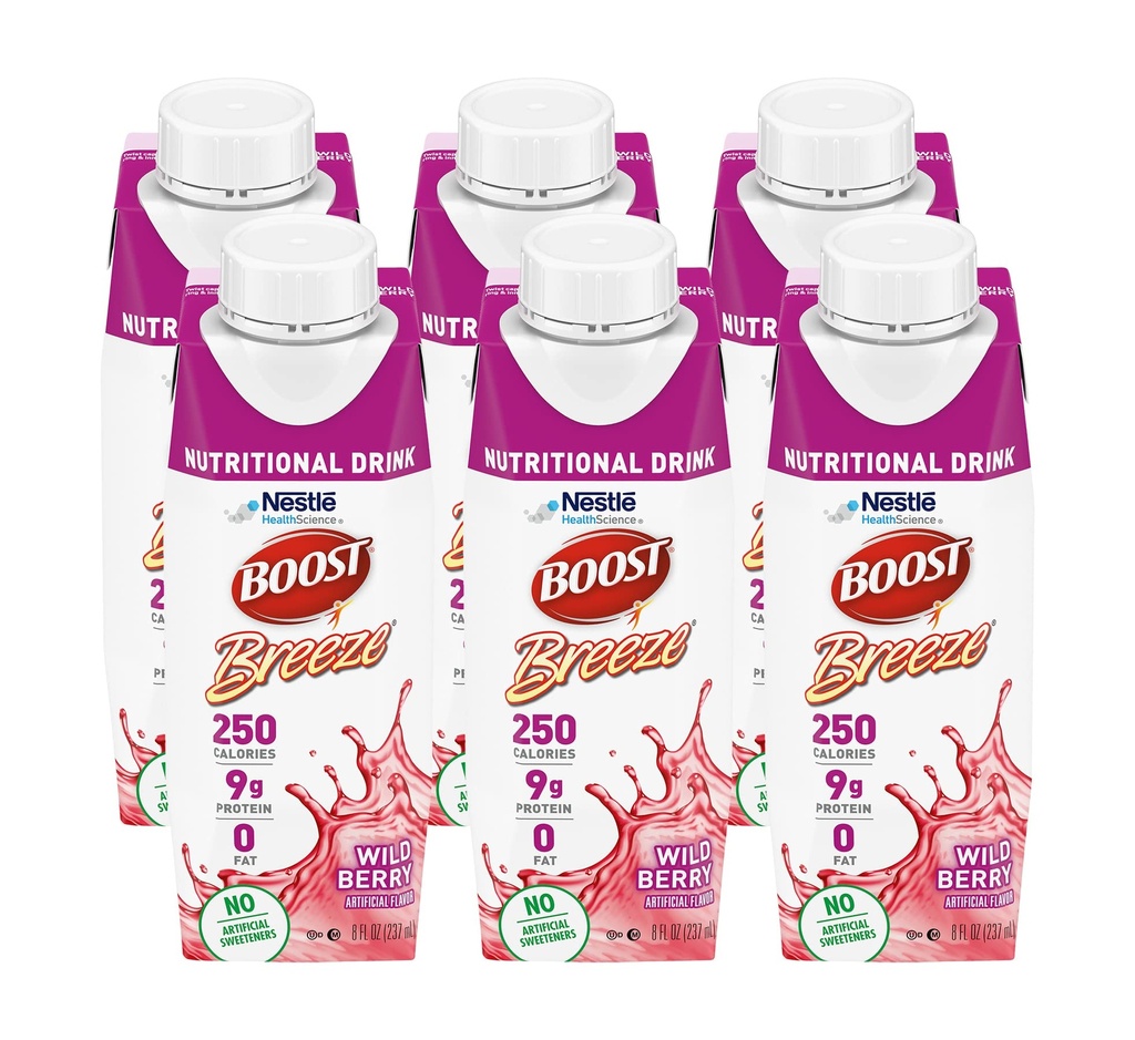 Boost Breeze Nutritional Drink Wildberry, 8 Fl Oz (pakke med 6)