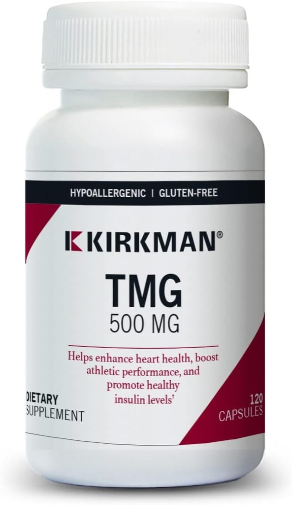 Kirkman TMG 500 mg - Hypoallergene - 120 Vegetariske kapsler - Trimethylglycin - Gluten Free - Casein Free