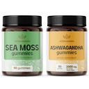 HERBAMAMA Sea Moss and Ashwagandha Kit - Bundle of 1600 mg Sea Moss with Bladerwrack & Ashwagandha Root Gummies - Vegan, Non- GMO, Gelatin- Free - 2 Pack
