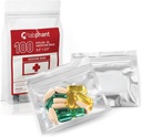 100 Pack Mylar Duft Proof XL Medicine Tasker - Ziplock Tilbehør Tasker med Double Tip Perm. Marker; Pil Pack Sække til Medicin, Smykker, Hardware; Zipper Sealed Pill Pouches (3,5 x 2,5 ", Sølv)