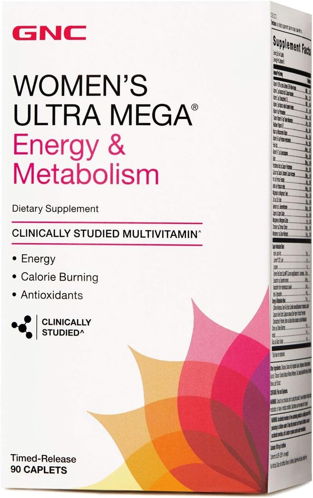 GNC Kvinder Ultra Mega Energi og Metabolisme Multivitamin for kvinder, 90 Greve, for øget energi, Metablisme, og Calorie Burning