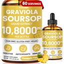 Graviola Soursop Leaf Extract Liquid - Soursop Bitters Liquid, Support Immunation, Slap af, lever og søvn, Sukker & Alkohol- Gratis, Højt Absorberbare Formel, Ananas Flavor, 2 Fl Oz