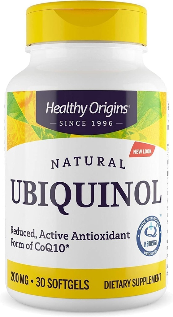 Sund oprindelse Ubiquinol (Aktiv form af CoQ10), 200 mg - Ubiquinol Kosttilskud til hjerte sundhed & antioxidant Support - Gluten- Free & Non- GMO supplement - 30 Softgels