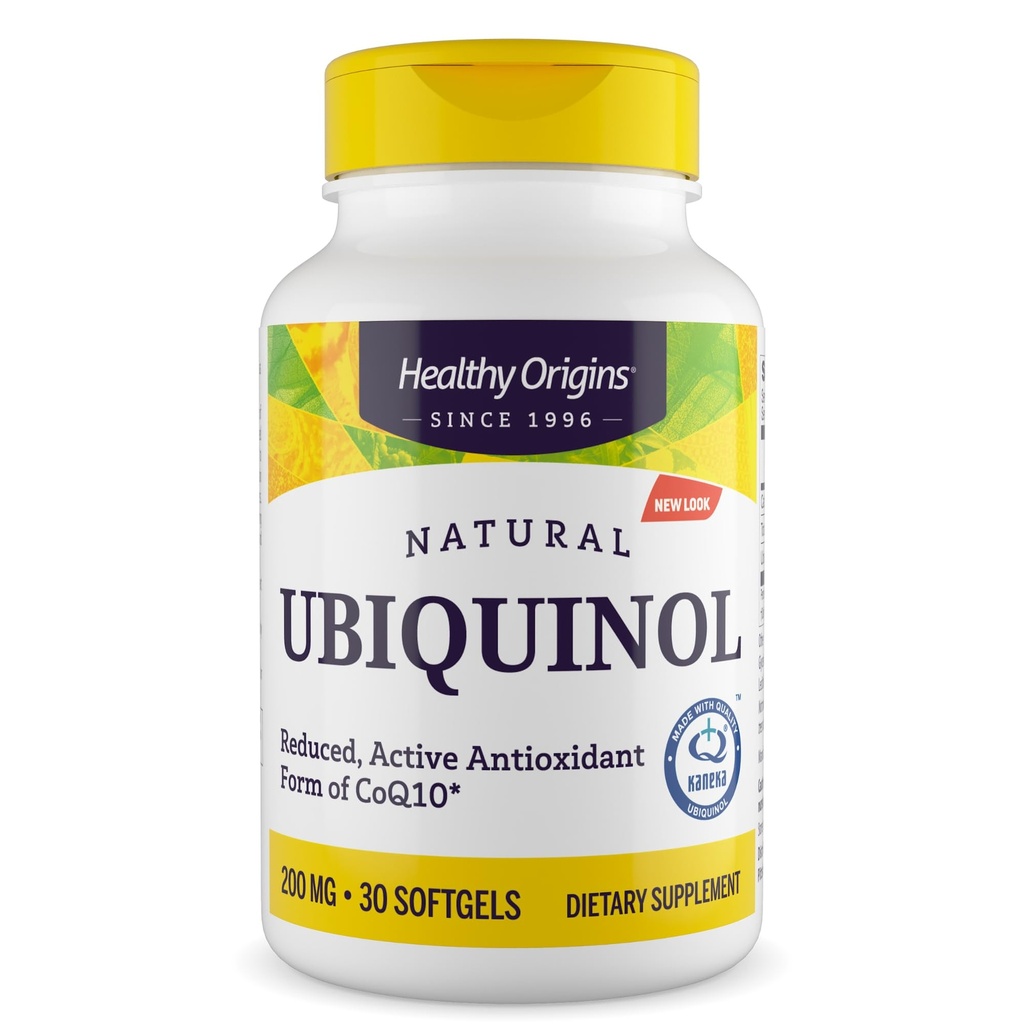 Sund oprindelse Ubiquinol (Aktiv form af CoQ10), 200 mg - Ubiquinol Kosttilskud til hjerte sundhed & antioxidant Support - Gluten- Free & Non- GMO supplement - 30 Softgels