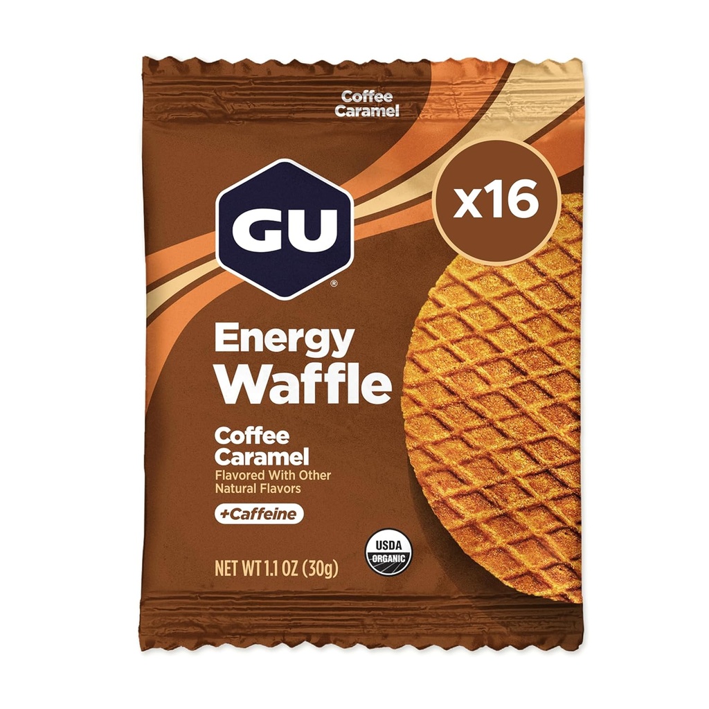 GU Energy Stroopwafel Caramel kaffe sport ernæring vaffel, koffein inkluderet, og Kosher Dairy, On- The- Go energi til enhver træning, 16 Greve