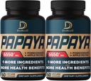 10in1 Pure Papaya enzymer til fordøjelse 6550mg 4 Måneder støtte fordøjelse, immunforsvar & Kropssundhed - Blandet med ekstraheret Pomegranat, Apple Pectin, Ingefær, gurkemeje, pebermynte - 2 pakker 60 tællinger